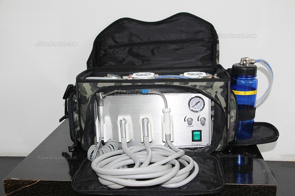 BEST 401 Portable Dental Unit Backpack with Compressor + 3 Way Syringe + Suction + Tube 4H